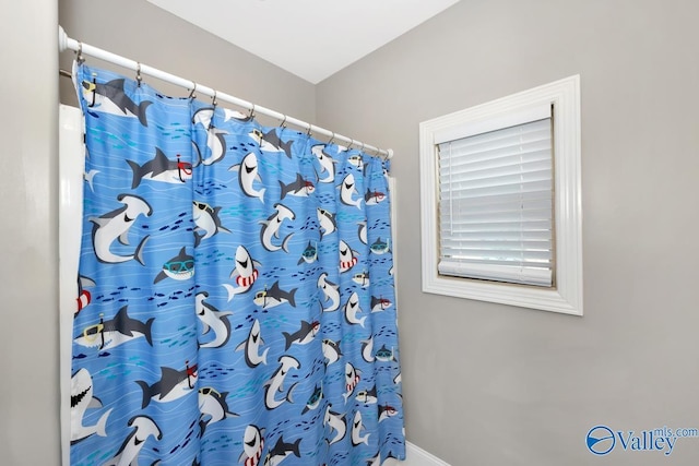 3011 Chimney Cove Cir, Brownsboro, AL 35741 - bathroom with curtained shower and baseboards