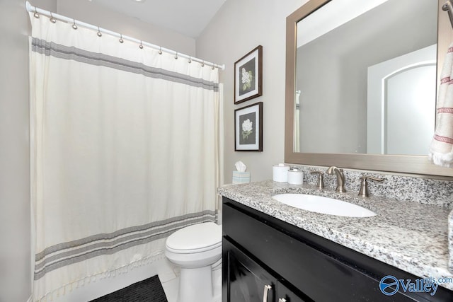 3011 Chimney Cove Cir, Brownsboro, AL 35741 - bathroom with toilet, vanity, and a shower with shower curtain