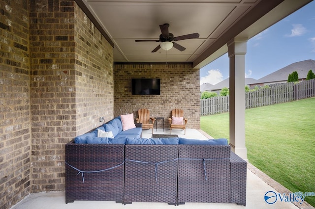 3011 Chimney Cove Cir, Brownsboro, AL 35741 - view of patio / terrace featuring a ceiling fan and an outdoor hangout area