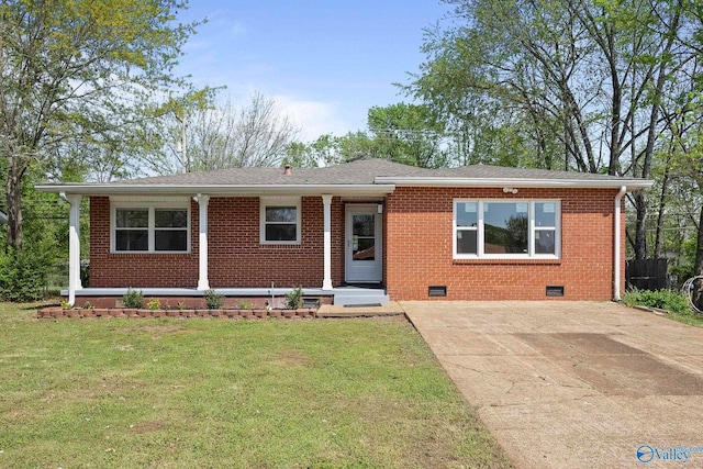 2707 Morgan St SW, Huntsville, AL 35805 - ranch-style house with a front lawn, crawl space, concrete driveway, and brick siding