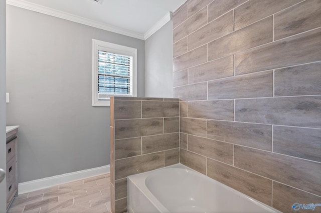 bathroom featuring vanity and crown molding