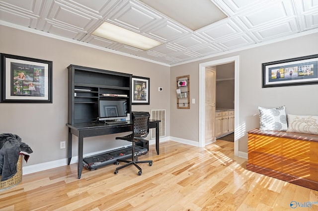 office featuring hardwood / wood-style floors