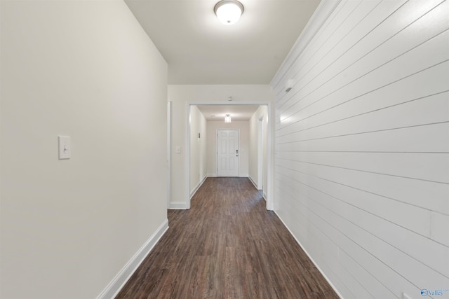 228 Cherry Laurel Dr, Hazel Green, AL 35750 - corridor featuring dark wood-type flooring and wood walls