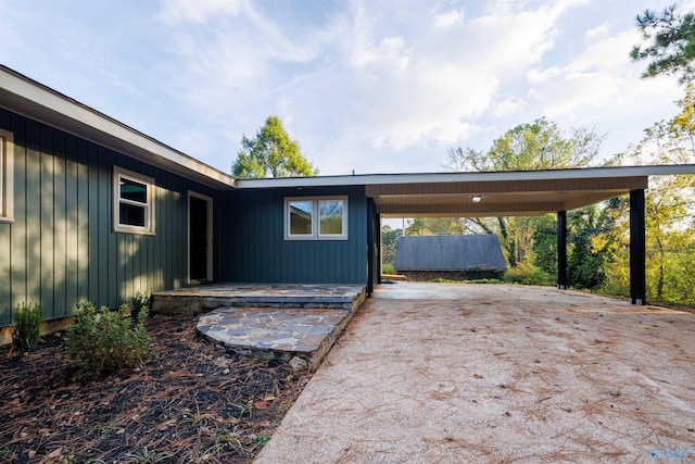 view of patio featuring a carport