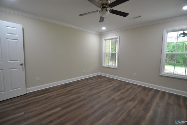 993 Old Cullman Rd, Arab, AL 35016 - unfurnished room with plenty of natural light, dark wood finished floors, baseboards, ornamental molding, and recessed lighting