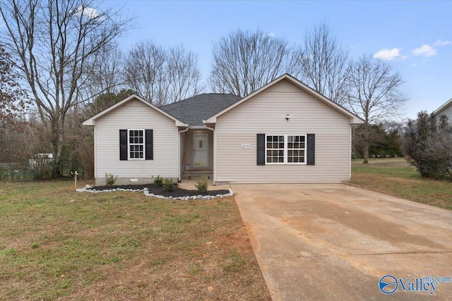 ranch-style home with a front yard