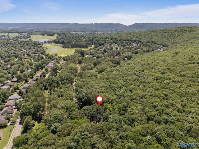228 George Byrd Dr, Owens Cross Roads, AL 35763 - aerial view of a heavily wooded area and a mountain backdrop