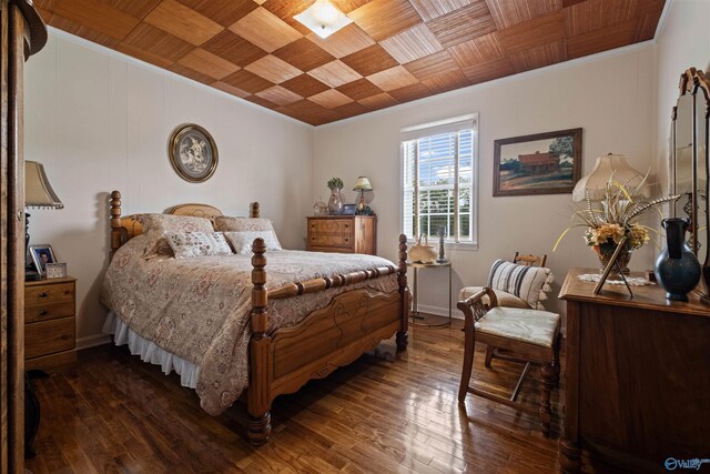 7250 County Road 113, Centre, AL 35960 - bedroom featuring crown molding, dark wood finished floors, and wood ceiling