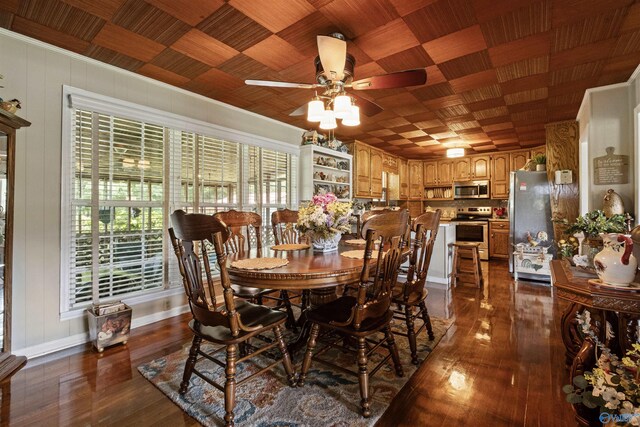 7250 County Road 113, Centre, AL 35960 - dining space with ceiling fan, baseboards, and dark wood finished floors