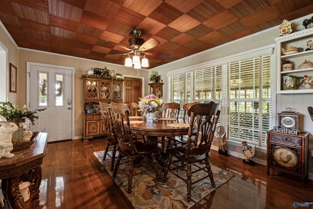 7250 County Road 113, Centre, AL 35960 - dining room with ornamental molding, baseboards, wooden ceiling, and a wealth of natural light