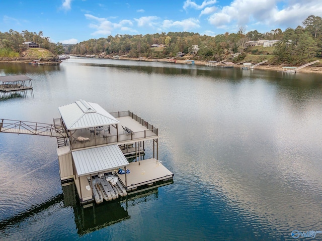 dock area featuring a water view