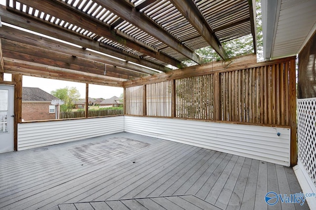 wooden terrace featuring a pergola