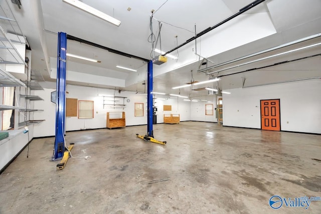 garage with a garage door opener