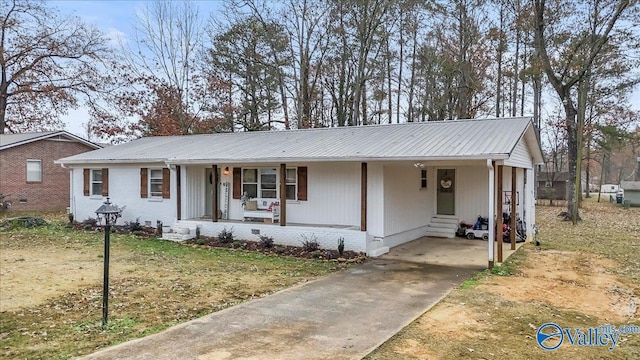 view of single story home