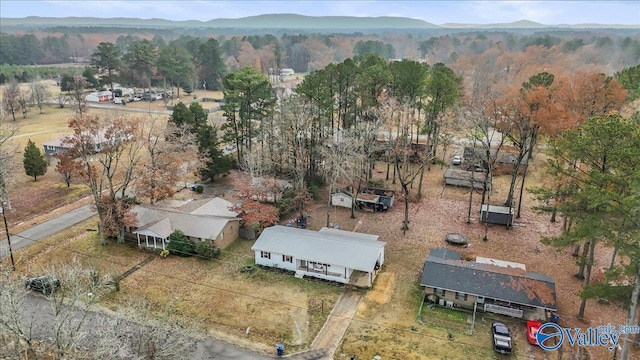 birds eye view of property with a mountain view