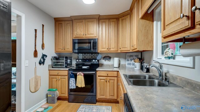112 Bullard Rd, Hazel Green, AL 35750 - kitchen with appliances with stainless steel finishes, a sink, light wood finished floors, light countertops, and plenty of natural light