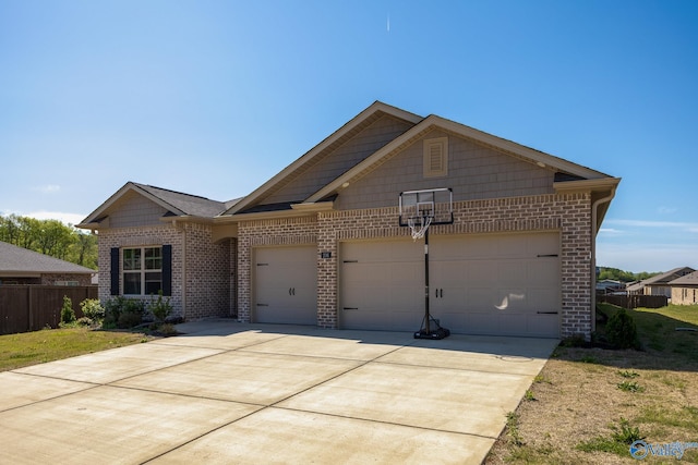 206 Antler Ridge Dr, Huntsville, AL 35811 - ranch-style house featuring brick siding, an attached garage, concrete driveway, and fence