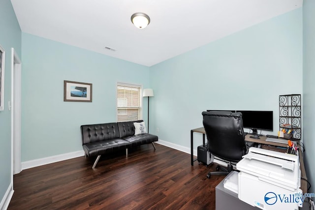 119 Autumn Cove Dr, Madison, AL 35756 - home office featuring dark wood-style floors and baseboards