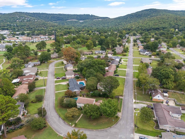 drone / aerial view with a mountain view