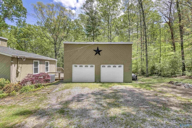 view of detached garage