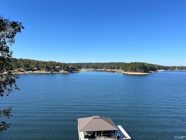 view of dock featuring a water view