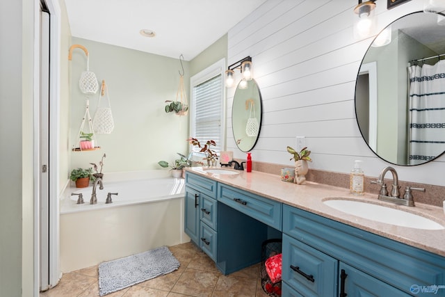 1465 Marshall Way, Southside, AL 35907 - full bath featuring double vanity, a bath, and a shower with shower curtain