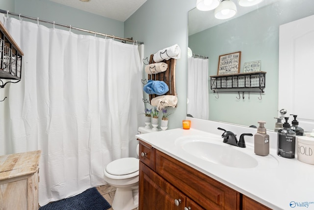 1465 Marshall Way, Southside, AL 35907 - bathroom featuring vanity, toilet, a shower with shower curtain, and tile patterned flooring