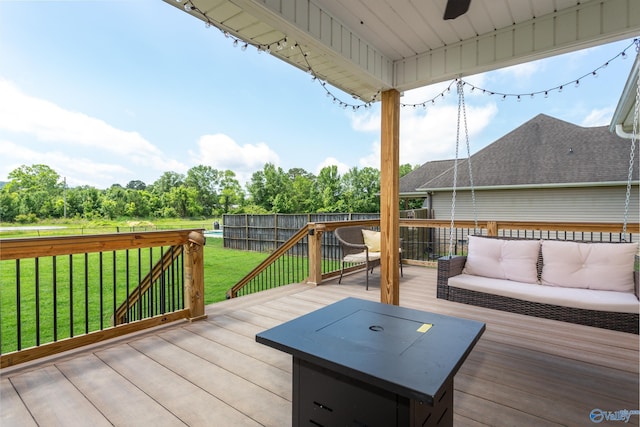 1465 Marshall Way, Southside, AL 35907 - wooden terrace featuring a ceiling fan and outdoor lounge area