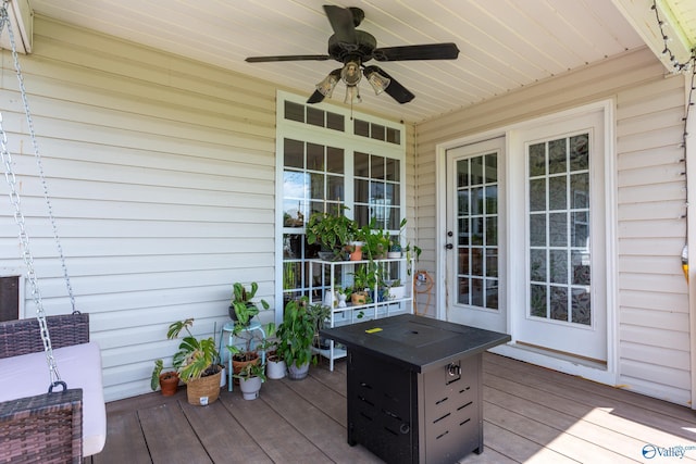 1465 Marshall Way, Southside, AL 35907 - wooden porch with ceiling fan