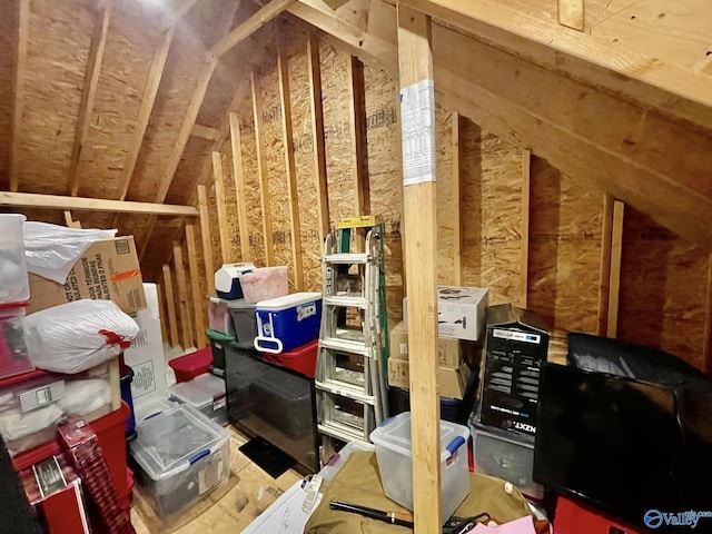 view of unfinished attic