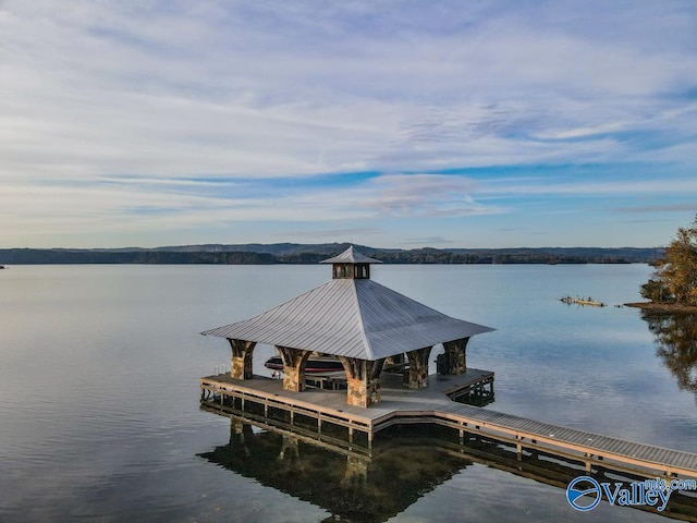 dock area featuring a water view and boat lift