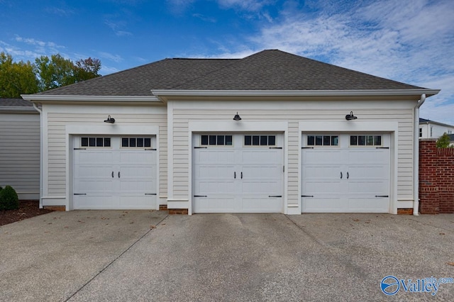 view of garage