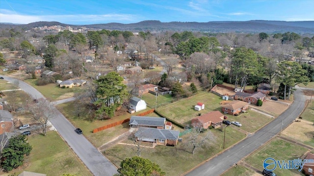 drone / aerial view featuring a mountain view