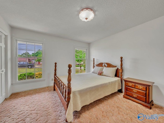 1913 Ruth St, Scottsboro, AL 35769 - bedroom featuring a textured ceiling, light carpet, and baseboards