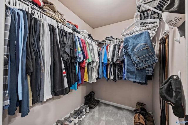 walk in closet with carpet