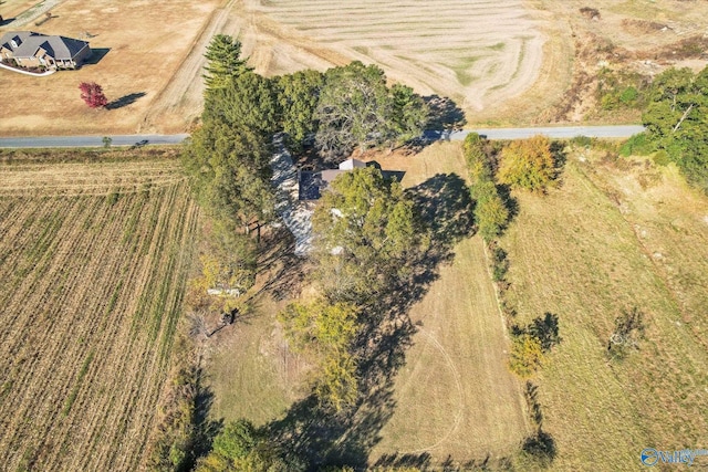 birds eye view of property with a rural view