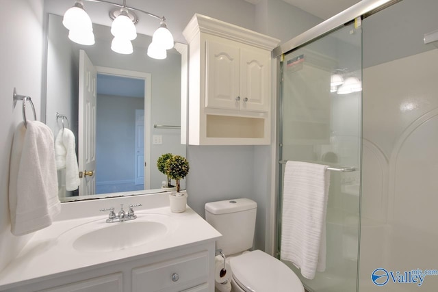 102 Twin Island Cir, Madison, AL 35758 - bathroom featuring an enclosed shower, toilet, and vanity