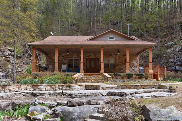 view of front of home featuring covered porch