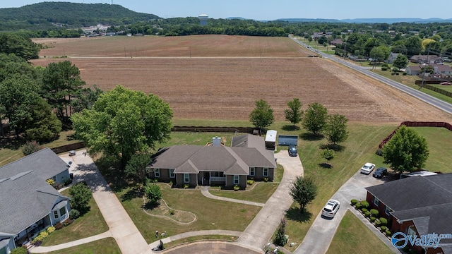 drone / aerial view with a rural view