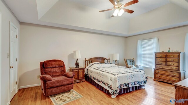 565 Joe Quick Rd, Hazel Green, AL 35750 - bedroom with light wood-style floors, baseboards, and a ceiling fan
