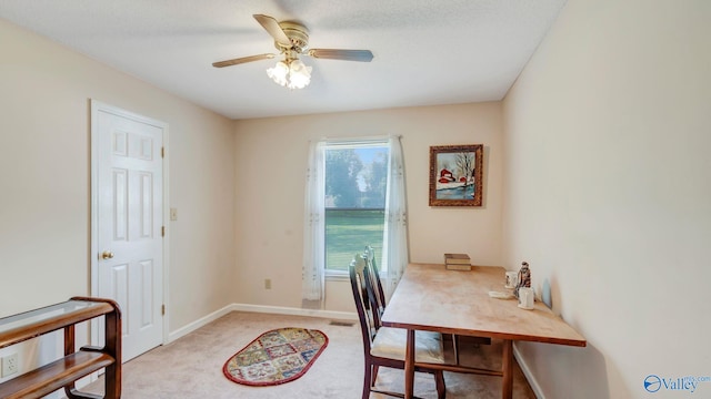 565 Joe Quick Rd, Hazel Green, AL 35750 - office area featuring ceiling fan, light colored carpet, and baseboards
