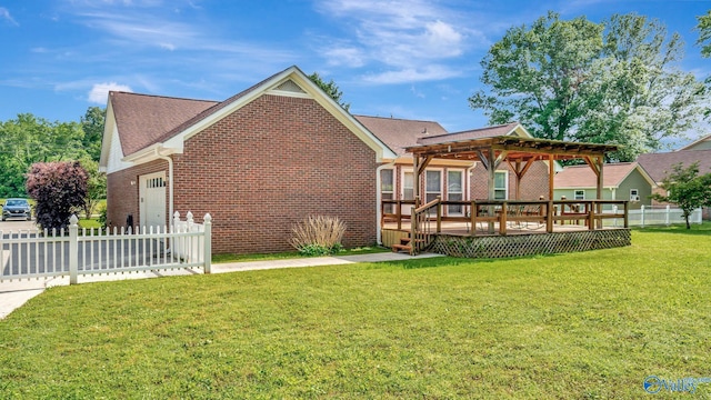565 Joe Quick Rd, Hazel Green, AL 35750 - rear view of property featuring brick siding, an attached garage, a deck, and a gazebo