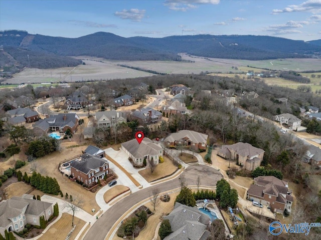 aerial view featuring a mountain view