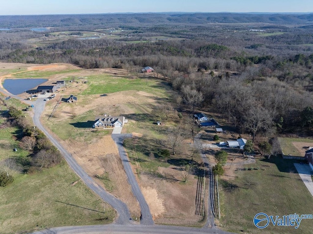 drone / aerial view with a rural view