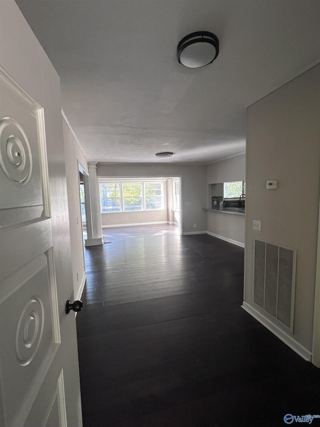 508 Mary St, Centre, AL 35960 - interior space with baseboards, a wealth of natural light, dark wood-style flooring, and visible vents