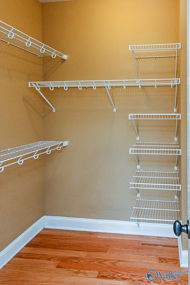 spacious closet featuring hardwood / wood-style floors