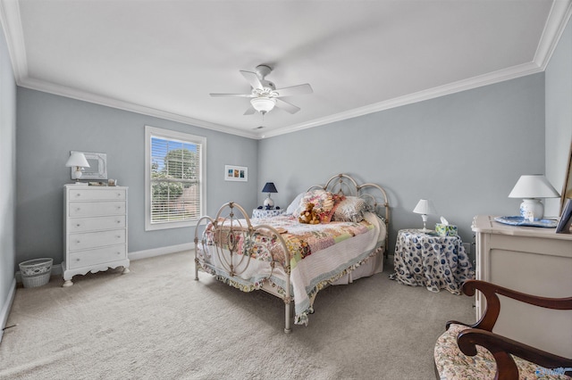 23245 Piney Creek Dr, Athens, AL 35613 - carpeted bedroom featuring crown molding, baseboards, and a ceiling fan