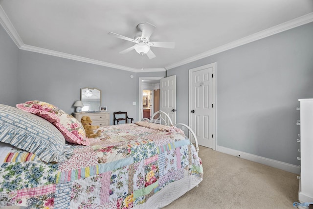 23245 Piney Creek Dr, Athens, AL 35613 - carpeted bedroom with crown molding, baseboards, a ceiling fan, and a closet