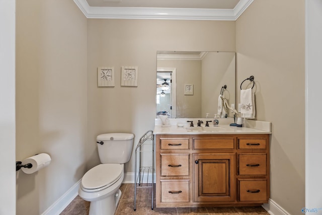 23245 Piney Creek Dr, Athens, AL 35613 - bathroom with toilet, baseboards, ornamental molding, and vanity