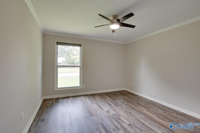 1908 Spanish Oaks Dr SE, Huntsville, AL 35803 - unfurnished room with wood finished floors, ornamental molding, and a ceiling fan
